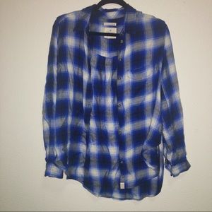 Blue American Eagle Plaid Flannel
